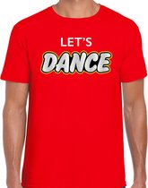 Dance party t-shirt / shirt lets dance - rood - voor heren - dance / party shirt / feest shirts / disco seventies feest shirts / festival outfit S