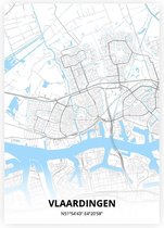 Vlaardingen plattegrond - A4 poster - Zwart blauwe stijl