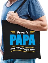 Beste papa cadeau tas zwart voor heren -  kado vaderdag / verjaardag kado tasje