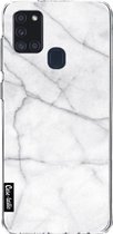 Casetastic Samsung Galaxy A21s (2020) Hoesje - Softcover Hoesje met Design - White Marble Print