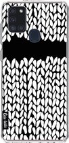 Casetastic Samsung Galaxy A21s (2020) Hoesje - Softcover Hoesje met Design - Missing Knit Black Print