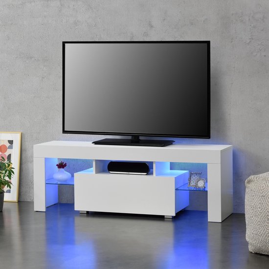 Verduisteren groot Doelwit Tv meubel Grimsey met led verlichting 130x35x45 cm wit | bol.com