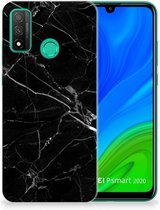 Smartphone hoesje Huawei P Smart 2020 Transparant Hoesje Marmer Zwart