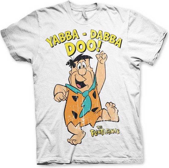 The Flintstones Heren Tshirt -XL- Yabba-Dabba-Doo Wit