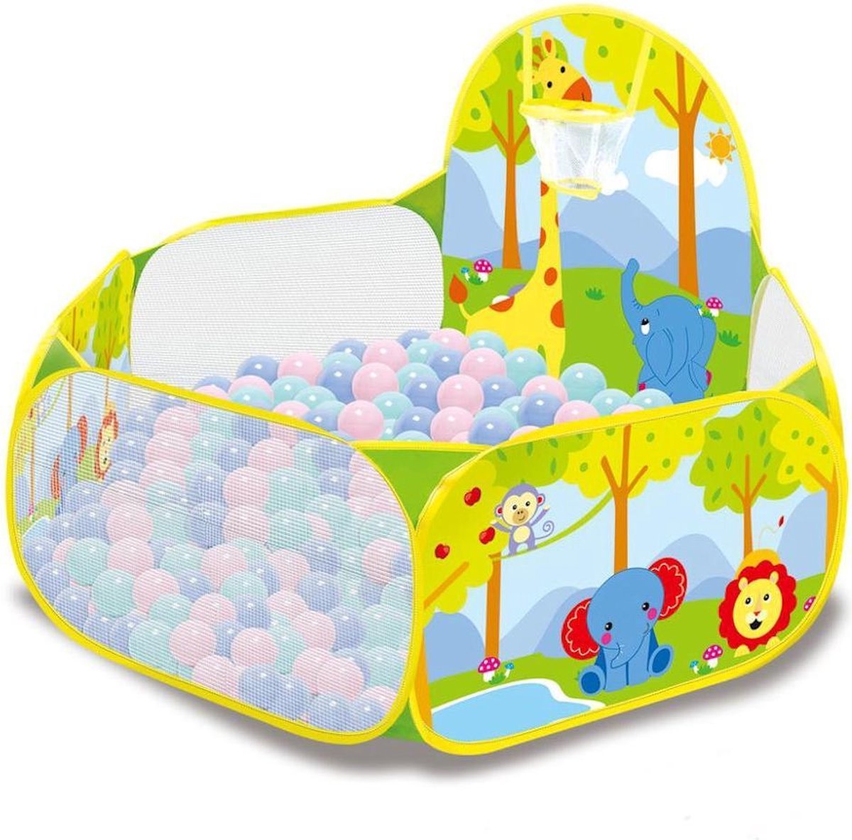 Decopatent® Ballenbak Incl 40 Stuks Ballenbak Ballen - Dieren Trein Print - Ballenbak Met 40 Ballen Voor Ballenbak