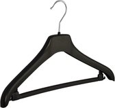 De Kledinghanger Gigant - 5 x Mantel / kostuumhanger kunststof zwart met schouderverbreding en broeklat, 38 cm