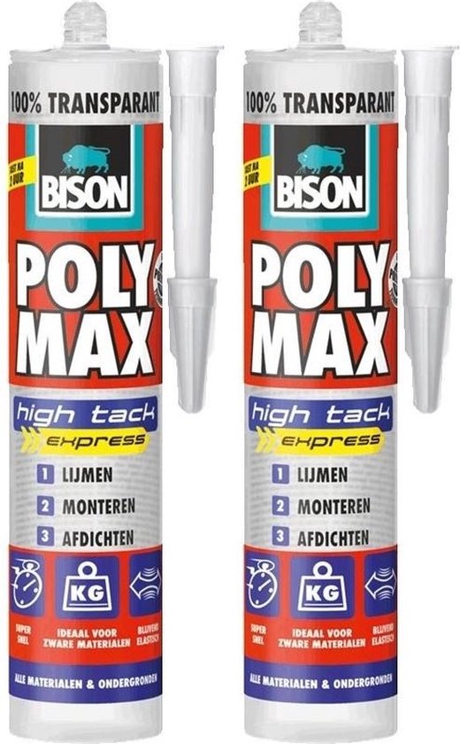 Bison poly max high tack express transparant duoverpakking | bol.com