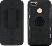 Voor Huawei P9 lite mini 3 in 1 Cube PC + TPU beschermhoes met 360 graden draaien zwarte ringhouder (zwart)