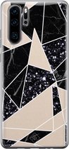 Huawei P30 Pro hoesje siliconen - Abstract painted | Huawei P30 Pro case | zwart | TPU backcover transparant