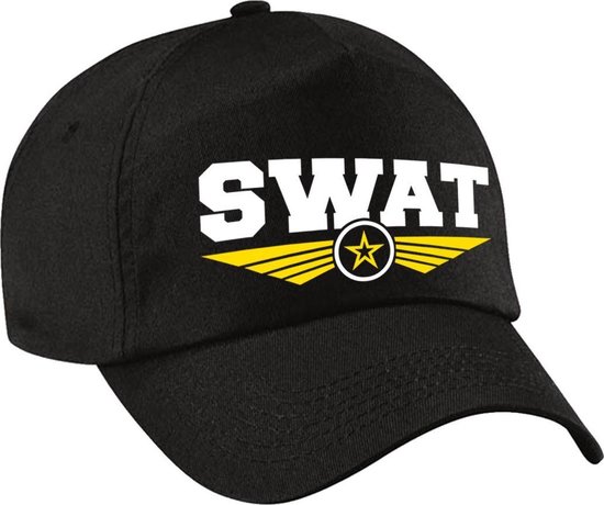 Politie SWAT speciale eenheid logo zwart pet / baseball cap voor kinderen - Politie verkleedkleding