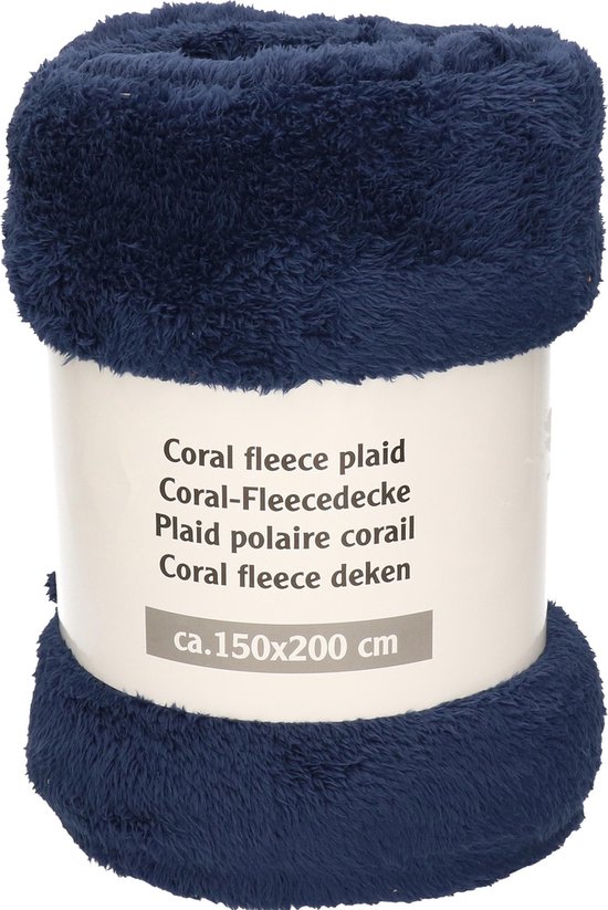 1x Fluffy donkerblauwe fleece - 150 200 cm - Woondecoratie/accessoires -... | bol.com