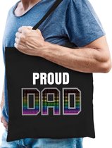 Proud dad regenboog cadeautas zwart voor heren -  LHBT/ gay/ rainbow - kadotas / shopper