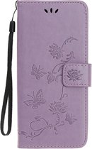 Shop4 - Motorola Moto G8 Hoesje - Wallet Case Vlinder Patroon Paars