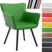 Clp Antwerpen Eetkamerstoel - Kunstleer - Groen - Kleur onderstel : walnoot (eiken)