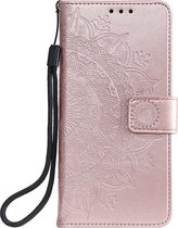 Shop4 - iPhone 12 Pro Max Hoesje - Wallet Case Mandala Patroon Rosé  Goud