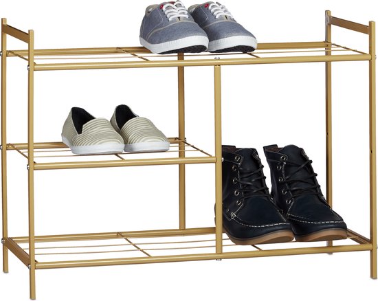 Suri Signaal neutrale relaxdays schoenenrek, voor laarzen, schoenenkast, 8 paar schoenen, 4  planken honing Brown | bol.com