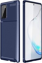 Samsung Galaxy Note 20 Hoesje Siliconen Carbon Back Cover Blauw