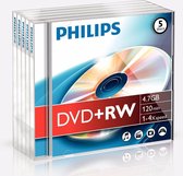 Philips DW4S4J05F - DVD+RW - 4,7GB - Speed 4x - Jewelcase - 5 stuks