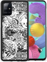 Silicone Back Case Geschikt voor Samsung Galaxy A51 Telefoon Hoesje met Zwarte rand Skulls Angel