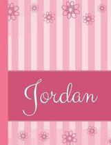 Jordan: Personalized Name College Ruled Notebook Pink Lines and Flowers