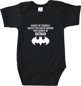 Rompertjes baby met tekst - Always be yourself, unless you can be batman - Romper zwart - Maat 50/56