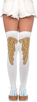 Leg Avenue Overknee sokken Lurex Angel Wing Wit/Goudkleurig