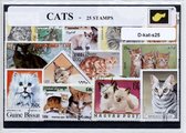 Katten – Luxe postzegel pakket (A6 formaat) : collectie van 25 verschillende postzegels van katten – kan als ansichtkaart in een A6 envelop, authentiek cadeau, kado tip, geschenk,