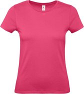 Lot de 2x pièces t-shirts basiques rose fuchsia à col rond pour femme - coton - 145 grammes - chemises / vêtements, taille: 2XL (44)