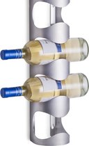 1x Zilver wijnflessen muurrek/wijnrekken voor 4 flessen 45 cm - Zeller - Keukenbenodigdheden - Woonaccessoires/decoratie - Wijnflesrekken/wijnflessenrekken/wijnrekken - Rek/houder voor wijnfl