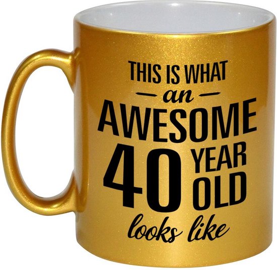 Voici à quoi ressemble un super 40 ans cadeau tasse / tasse en or