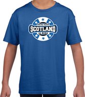 Have fear Scotland is here t-shirt met sterren embleem in de kleuren van de Schotse vlag - blauw - kids - Schotland supporter / Schots elftal fan shirt / EK / WK / kleding 146/152