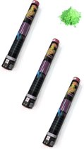 Set van 3x stuks kleurenpoeder shooters/kanonnen groen 40 cm - Feestartikelen