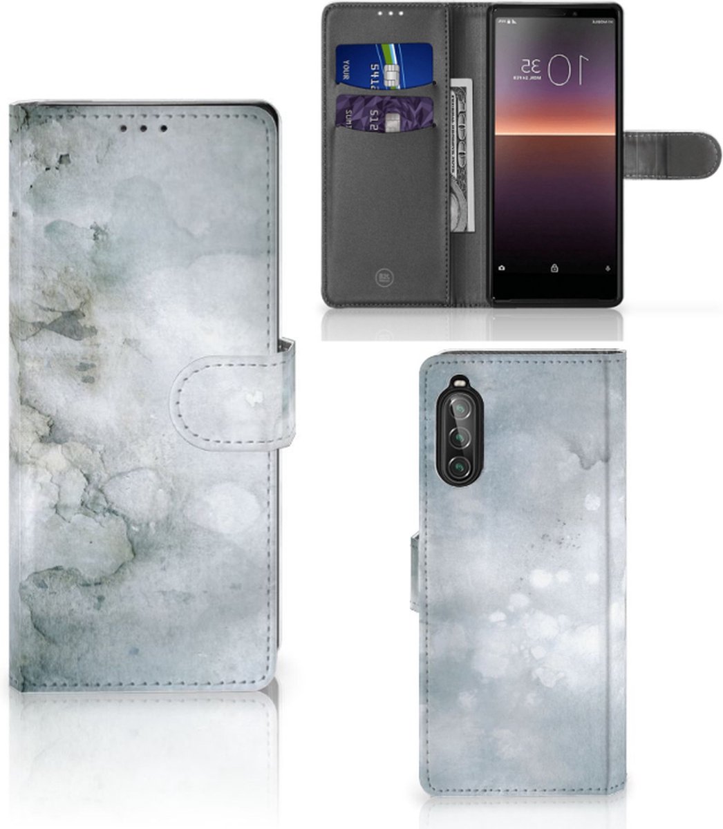 Book Case voor Hoesje Sony Xperia 10 II Painting Grey
