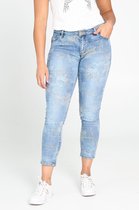 Cassis - Female - Slim jeans met tropische print  - Denim