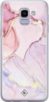 Samsung J6 (2018) hoesje siliconen - Marmer roze paars | Samsung Galaxy J6 (2018) case | paars | TPU backcover transparant