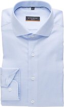 ETERNA slim fit stretch overhemd - structuur heren overhemd - lichtblauw met wit (lichtblauw contrast) - Strijkvrij - Boordmaat: 44