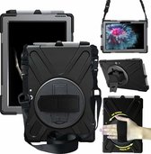 Microsoft Surface Pro X Cover - Hand Strap Armor Case Met Surface Pen Houder - Zwart