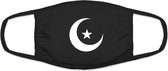 Islam mondkapje | Moslim | gezichtsmasker | bescherming | bedrukt | logo | Zwart mondmasker van katoen, uitwasbaar & herbruikbaar. Geschikt voor OV
