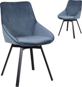 Set van 2 stoelen modern fluweel blauw met poten metaal zwart