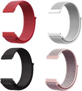 Smartwatch bandje - 4 pack - Geschikt voor Samsung Galaxy Watch 46mm, Samsung Galaxy Watch 3 45mm, Gear S3, Huawei Watch GT 2 46mm, Garmin Vivoactive 4, 22mm horlogebandje - Nylon stof - Fung