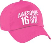 Awesome 16 year old verjaardag pet / cap roze voor dames en heren - baseball cap - verjaardags cadeau - petten / caps