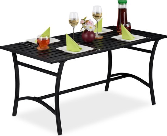 nooit Aandringen verontschuldigen Relaxdays tuintafel zwart - balkontafel 60 x 120 cm - tafel metaal -  terrastafel - balkon | bol.com