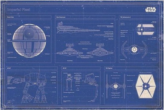 Affiche de plan de la flotte Imperial Star Wars 91,5 x 61 cm