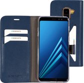 Mobiparts hoesje geschikt voor Samsung Galaxy A8 (2018) - Wallet/Boekhoesje - Eco Leer - Magneet Sluiting - Opberg vakken - Blauw