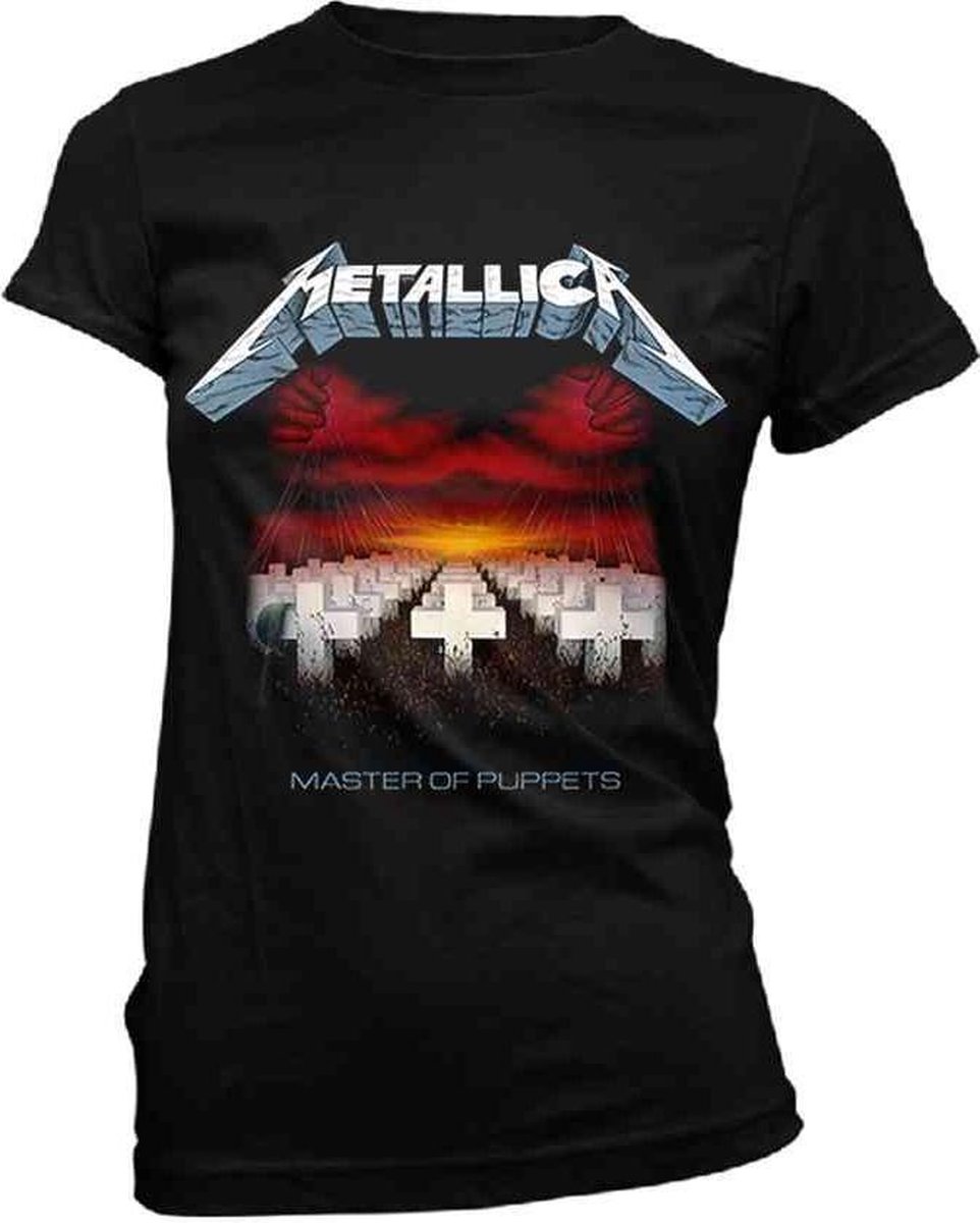Metallica Dames Tshirt -M- Master Of Puppets Tracks Zwart