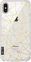 Casetastic Apple iPhone XS Max Hoesje - Softcover Hoesje met Design - Abstraction Outline Gold Transparent Print