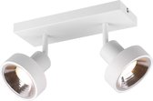 LED Plafondspot - Trion Leonida - GU10 Fitting - 2-lichts - Rechthoek - Mat Wit - Aluminium - BES LED