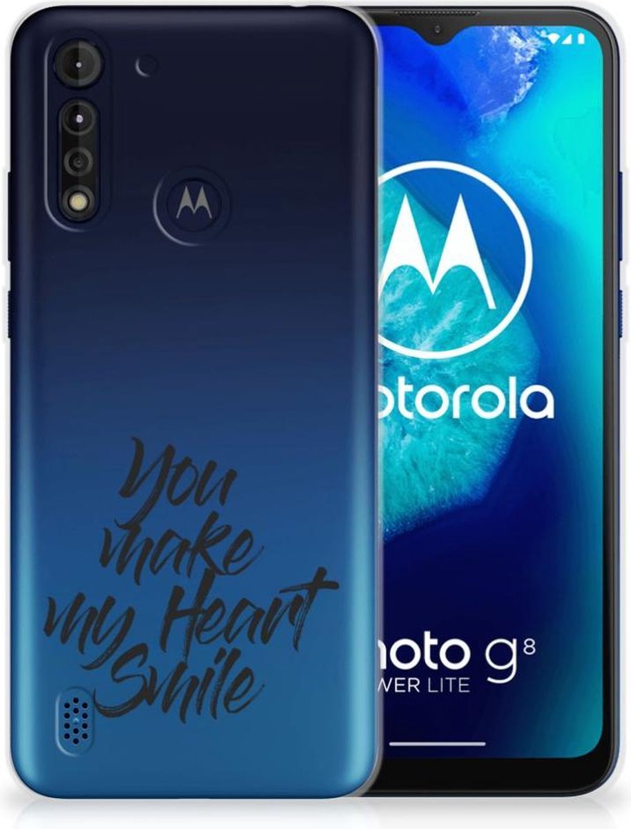 Motorola Moto G8 Power Lite Siliconen hoesje met naam Heart Smile