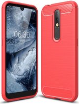 Nokia 4.2 Geborsteld TPU Hoesje Rood