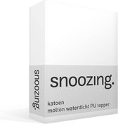 Snoozing Katoen - Molton - Waterdicht PU - Topper - Hoeslaken - Lits-jumeaux - 180x210/220 cm - Wit